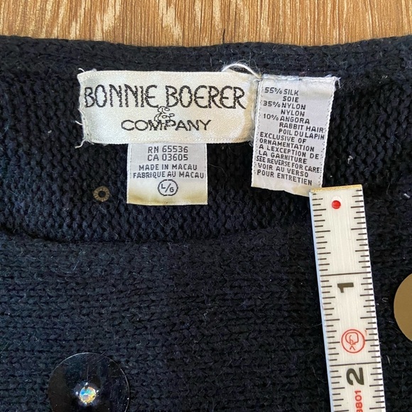 Vintage Bonnie Boerer & Company Black Short Sleeve Embellished Sweater - Picture 13 of 16